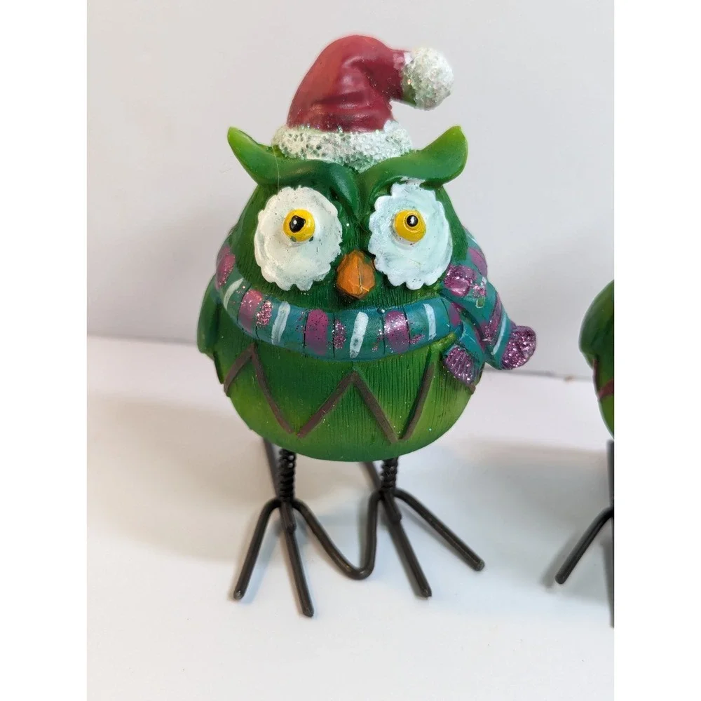 Set Of 2‎ Christmas Owls Vintage